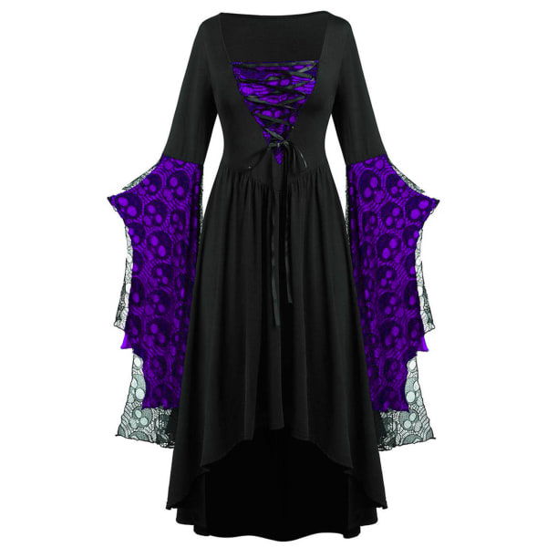 Voksen Punk Gothic Witch Carnival Cosplay Kostyme Heks Vampyr Festkjole Halloween Light Gray Z Light Gray 4XL
