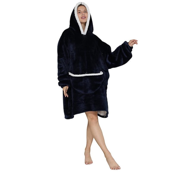 Hoodie Oversized filt Sherpa Fleece Ultra Giant Comfy Huvtröja Ny vuxen ~ V Navy
