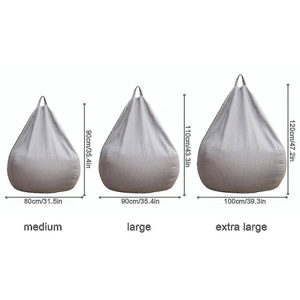 Ekstra store bønnepose stole Sofa Cover Indendørs Lazy Lounger Til Voksne Børn Hotsale! Grå 100 * 120cm