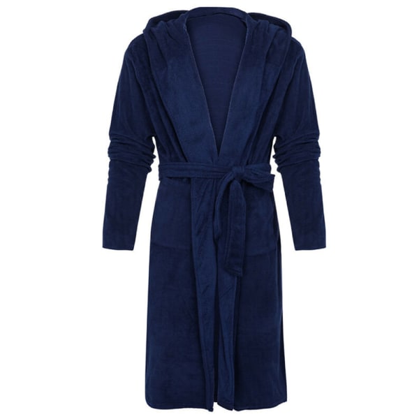 Miesten pitkähihainen kylpytakki pehmeällä loungewear-kylpytakilla Black L