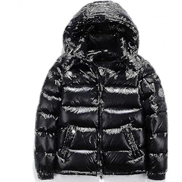 Glänsande dunjacka Vinterjacka herr tåkrage dunjacka med luva Black y Black S