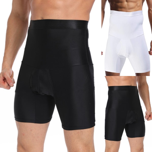 Mænd Slankende Body Shaper Mave Boxer Trusser med Høj Talje Sort y black L