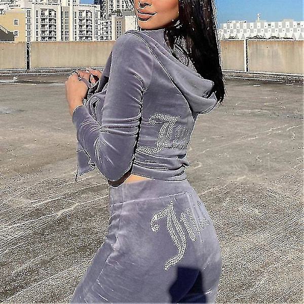 Dam sammet Juicy Träningsoverall Couture Träningsoverall Tvådelad Set Couture Sweatsuits PINK Z PINK S