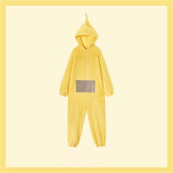 Teletubbies Onesie Pyjamas Voksen fortykket koral fleece Yellow S