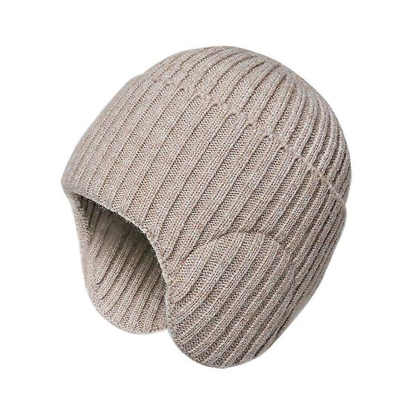 Vinter utomhus tjock stickad yllehatt, varm kall cap Khaki