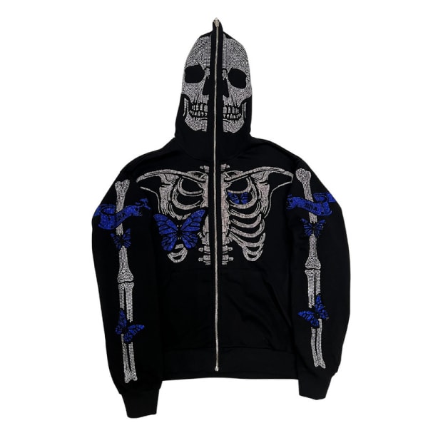 Y2K Full Zip Up Hoodie Herr Höst Vinter Gothic Sweatshirt Style 10 L