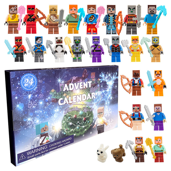 Mub- Juladventskalender 2023 Minecraft Byggsten Leksak Jul 24 dagar nedräkning överraskningslåda A G