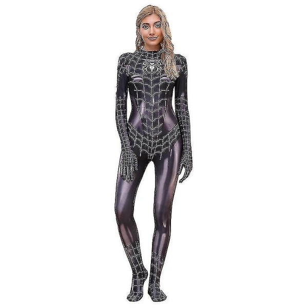 Kvindernes Spider-Man Bodysuit Halloween Cosplay Kostume Rød S Sort y Black M