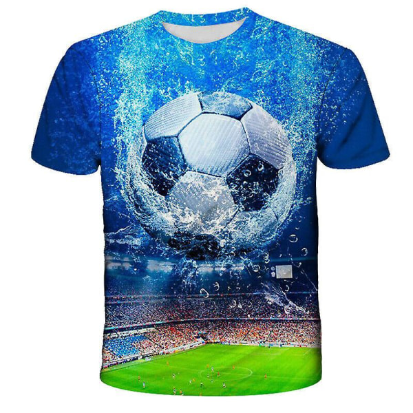 Sommar Barn Pojkar Flickor Fotboll 3d Print T-shirt Toppar Pullover V Style 07 XL