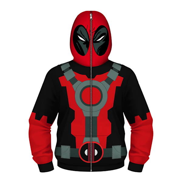 Superhelt Deadpool-kostume til børn, unisex drenge piger 3D All Over Superhero Print Zip Up Hoodie Jakke Trøje S