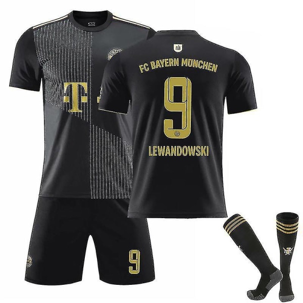 FC Bayern München Fotballdrakter for barn Fotballtrøye Treningstrøye kostyme 21/22 - Lewandowski/Sane/Muller W Lewandowski Away M (170-175cm)