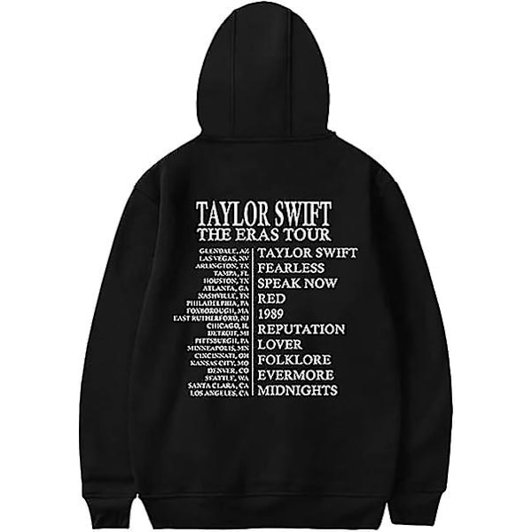Taylor The Eras Tour Swift huppari vetoketjulla Casual huppari taskulla Black M