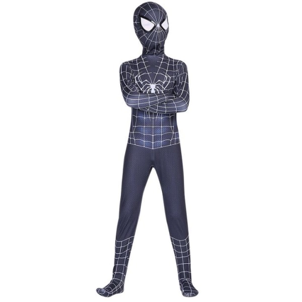 Barn Spiderman Fancy Dress Party Jumpsuit Cosplay Kostyme Black white 150cm