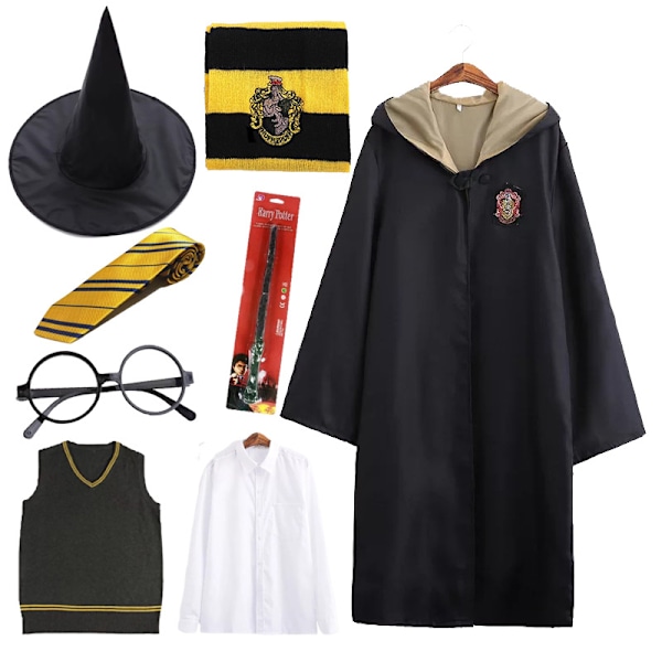Harry Potter 8ps Set Magic Wizard Fancy Dress Cape Cloak M Hufflepuff Hufflepuff M