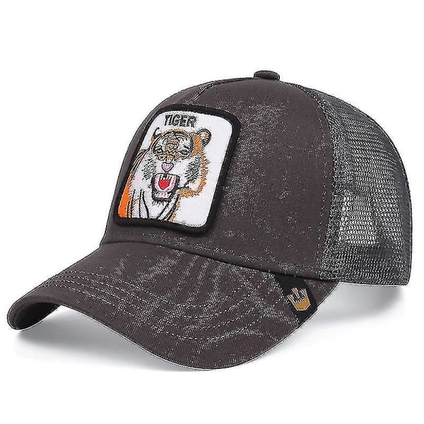 Aikuisten Black Panther Mesh Cap Kesä Baseball Cap Trucker Cap Tiger- grey brown