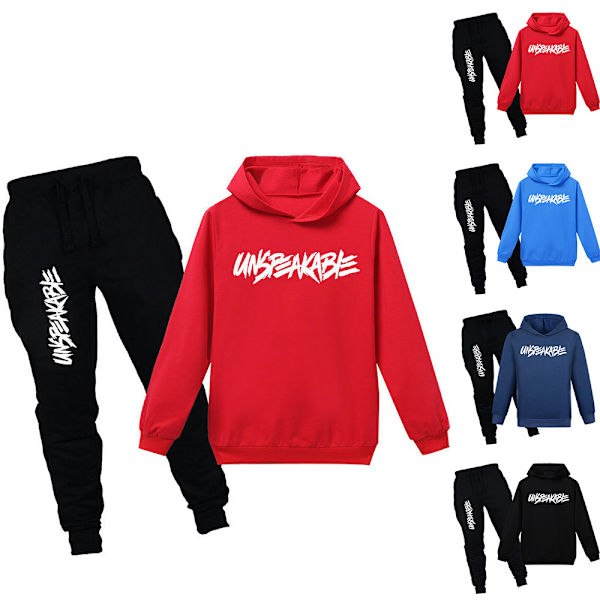Outsäglig Barn Hoodie Merch Hooded Sweatshirt Toppar Byxor Set V red 160cm