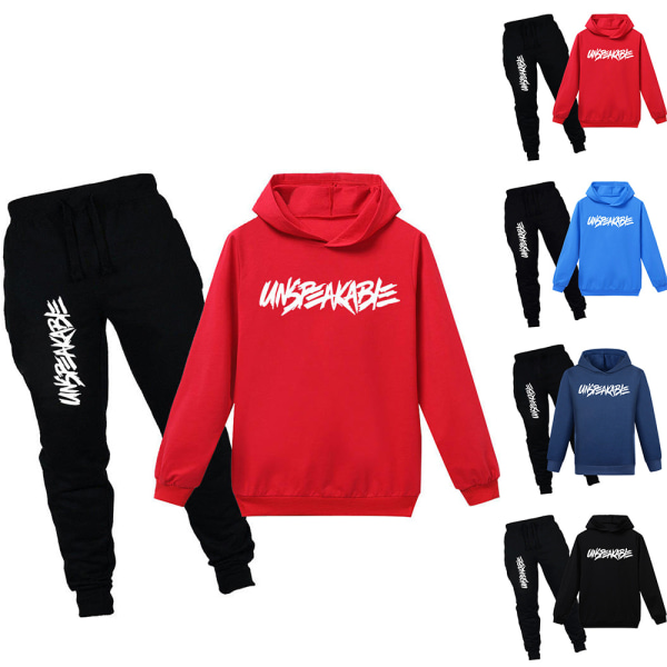 Usigelig Barn Hoodie Merch Hooded Sweatshirt Toppe Bukser Sæt V red 160cm