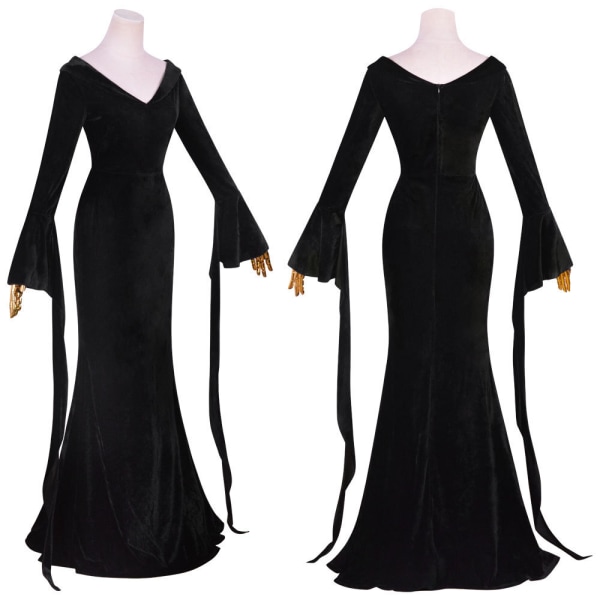 Morticia Kostume Kjole Til Kvinder Halloween Kostumer Cosplay V XL