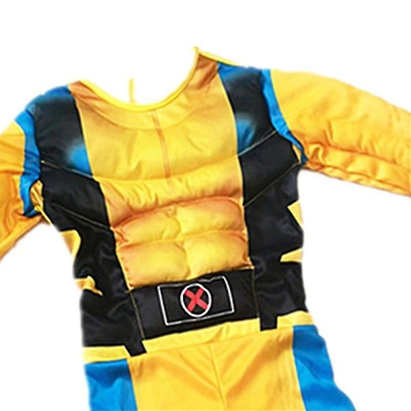 Wolverine Kostume til Drenge Superhelt Jumpsuit Børn Halloween Cosplay Maske/Ulveklø Props Fantasy-G 3-delt Sæt V 3Pcs Set M(120-130CM)