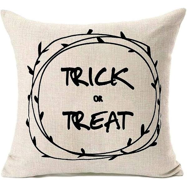 Halloween tyynyliina 18x18, halloween koristeet Trick or treat luuranko noita puuvilla pellava tyynyliina setti 4, halloween koriste, syksy koriste
