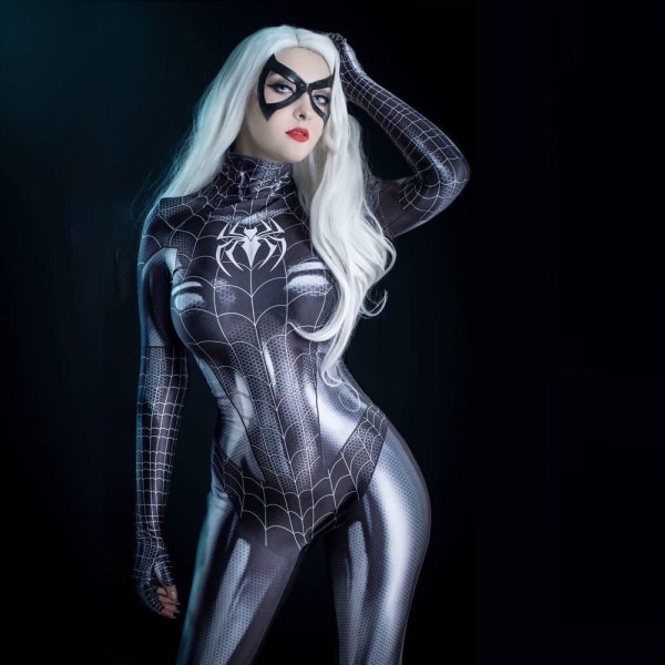 Dam Cosplay Kostym Svart Spiderman Body Halloween Superhjälte Cosplay Kostym L