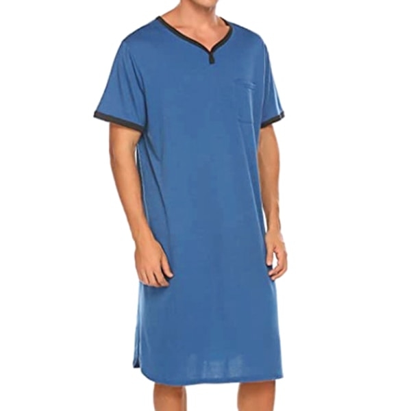 Miesten yövaatteet Pitkä yöpaita, lyhythihainen, yöasut Royal blue 3XL