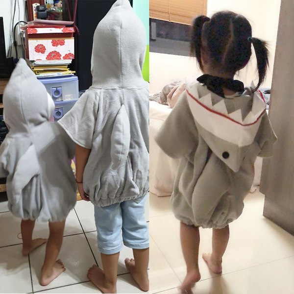 Eraspooky 1-6t Grey Shark Cosplay Huvtröja Halloween Kostym För Barn Toddler Jul Klänning Barn Hajar Godispåse Shark bag Z Shark bag L