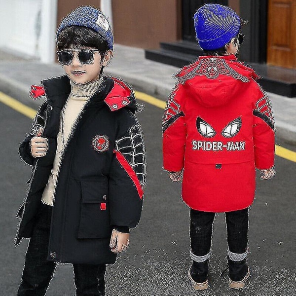 Barn Pojkar Spiderman Huvjacka Vinterkappa Parka Ytterkläder black 110cm (3-4years)