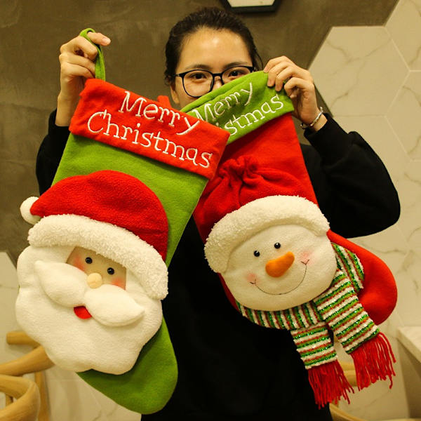 Stor julstrumpa Santa Claus strumpor Godis presentpåse style 6