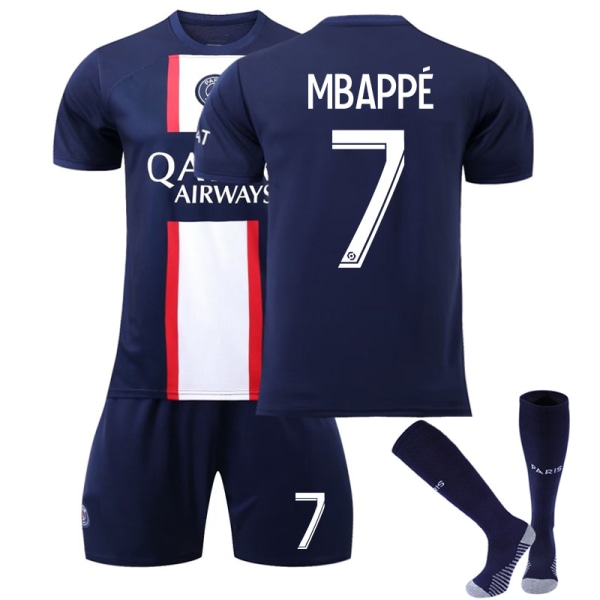 Paris 22/23 Fotballsett Barn Hjemmetrening T-skjorte Shorts Kostyme Voksen Barn nyeste MBAPPE 7 G MBAPPE 7 Z MBAPPE 7 Kids 26(140-150CM)