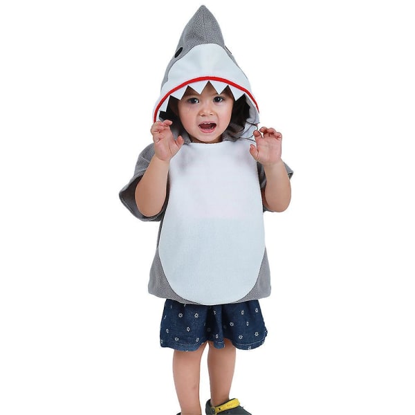 Eraspooky 1-6t Grå Haj Cosplay Huppari Halloween Kostym För Barn Småbarn Jul Klänning Barn Haj Godispåse costume Z costume L
