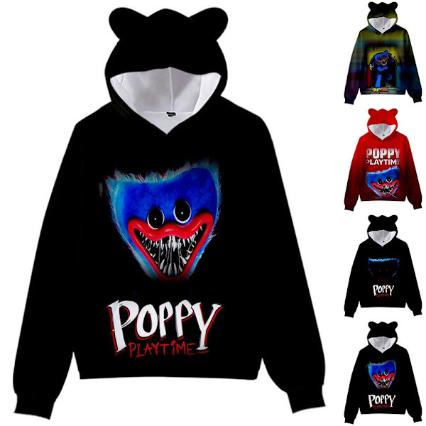 Poppy Playtime Huggy Wuggys Børneørehætte Træningsoverall Toppe C 120cm