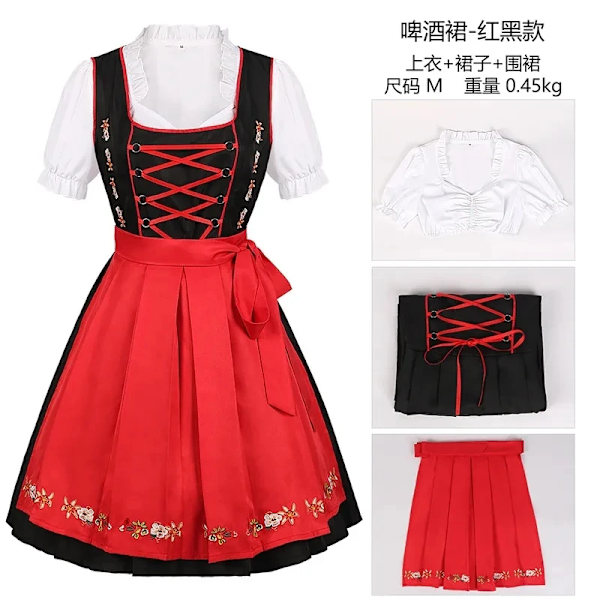 Mub- Naisten Oktoberfestin oluttyttö saksalainen mekko neliökaulus esiliina Cosplay-asu juhlapuvut naisille festivaaliesitys 1 v 1 2 XL