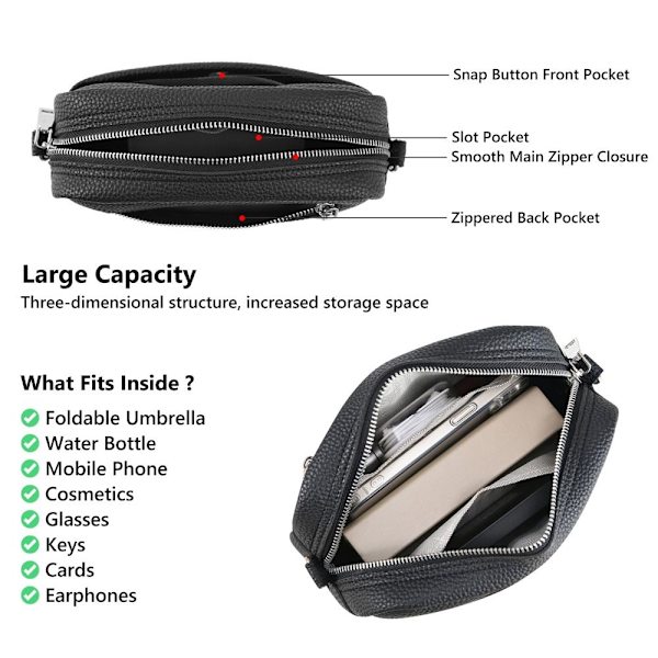 Crossbody-väska för kvinnor Klassisk axelremsväska med brett band Crossbody-väska med dragkedja White
