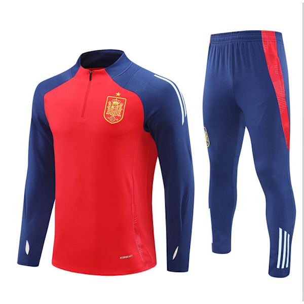 2425 New Spain Team Fotballdrakt Voksen og Barn Langærmet Halv Glidelås Treningsdraktsett Royal rød V Royal red XL