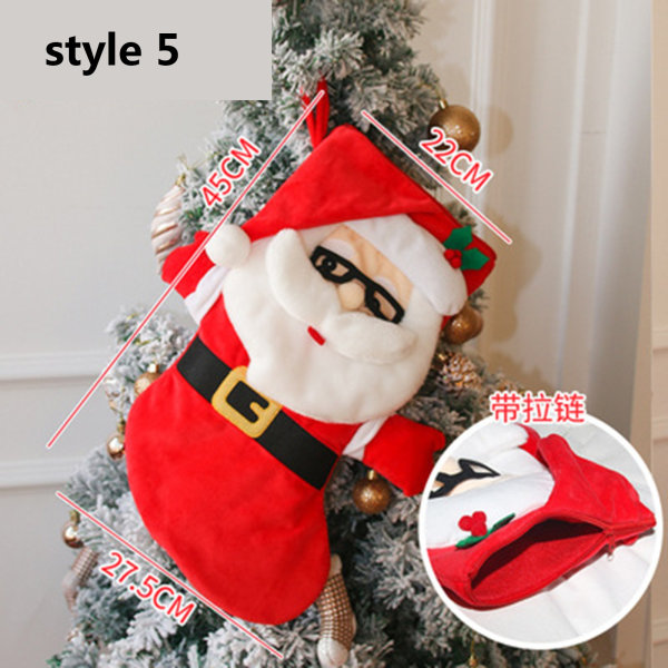 Stor julstrumpa Santa Claus strumpor Godis presentpåse style 1