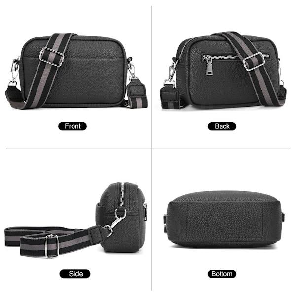 Crossbody-väska för kvinnor Klassisk axelremsväska med brett band Crossbody-väska med dragkedja White