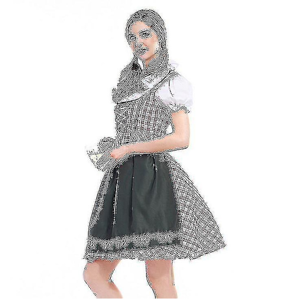Naisten perinteinen Oktoberfest-asu saksalainen olut Wench Dirndl-mekko essulla Asuste Juhlamekko Xs-6xl Plus-koko 4XL