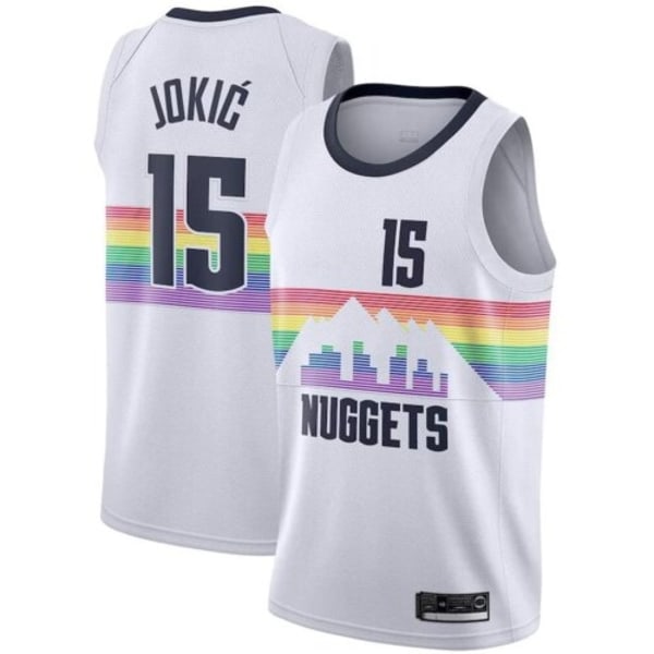 Baskettrøje til herrer JOKIC 15# URRAY 27# PORTER JR. 1# voksen ode Top tee Sport T-shirts V white #15 A M