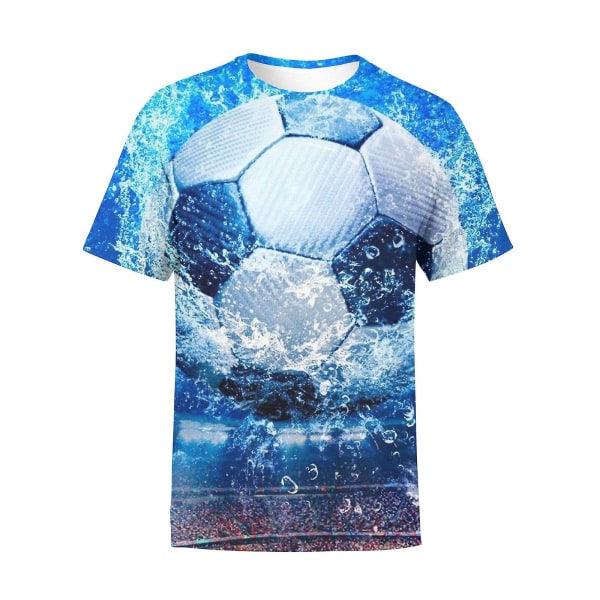 Sommar Barn Pojkar Flickor Fotboll 3d Print T-shirt Toppar Pullover V Style 03 L