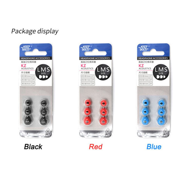 3 par ørepropper Memory Foam Eartips BLÅ blue