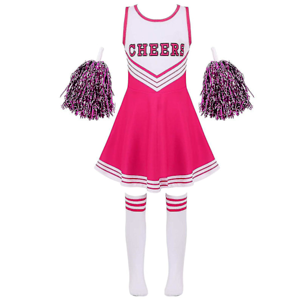 Lasten Cheerleading-asu Tyttöjen Cheerleader-univormut Cheer Dance -asut Halloween-mekko Sukat Kukka D_y Pink 9-10 Years