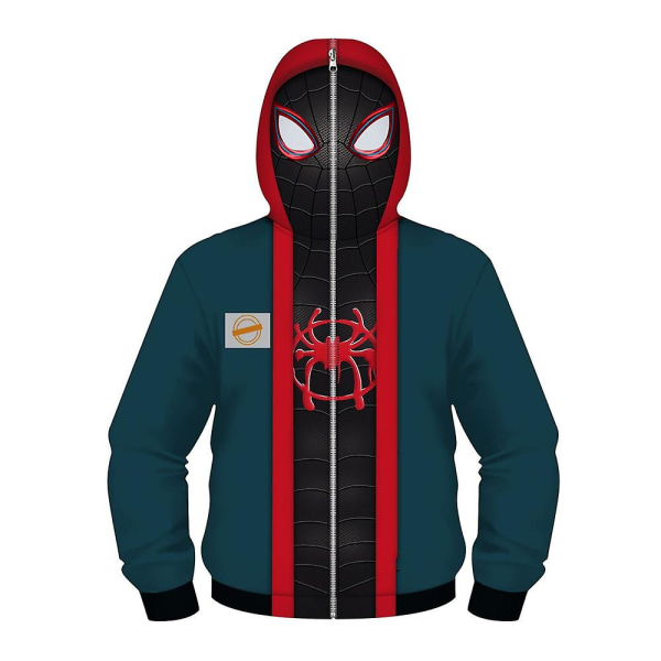 Vers Miles Morales Cosplay Huppari vetoketjulla Spider-Man Mask styl Z Mask style 8-11 Years