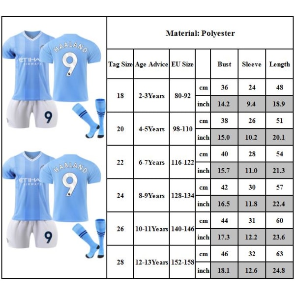 No.9 Harland jalkapallopaita lapsille setti lyhyt sukat U 26#