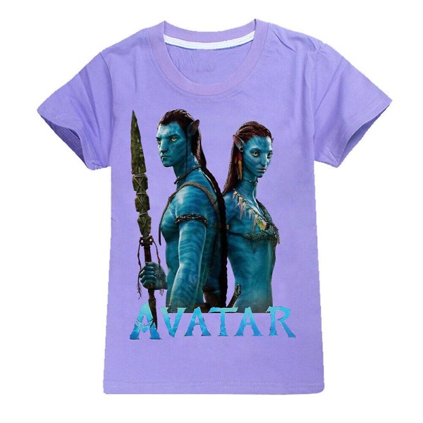 Børne Avatar 2 The Way Of Water Kortærmet 100 % Bomuld T-shirt Gave V Purple 110CM 3-4Y