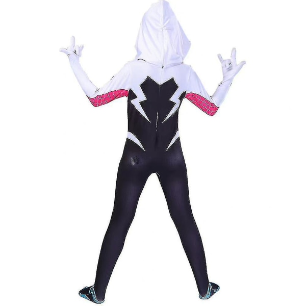 4-10 år Børn Piger Spider Gwen Med Maske Cosplay Jumpsuit Kostume 5-6 Years