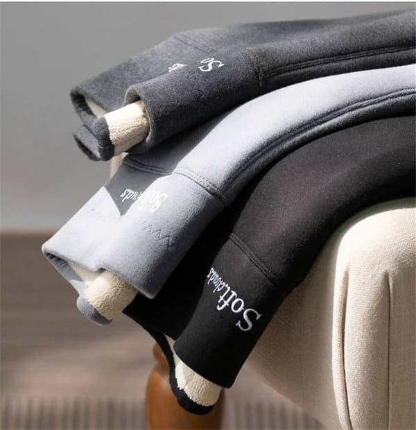 Vinter kvinners Thicken Lambwool Leggings Fleecefôret V black lambeool medium