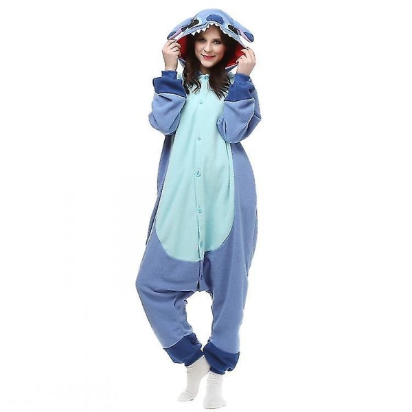 Aikuiset naiset Stitch Pyjamas Anime Piirretty yöasu Asu Jumpsuit Sininen Z Blue XL