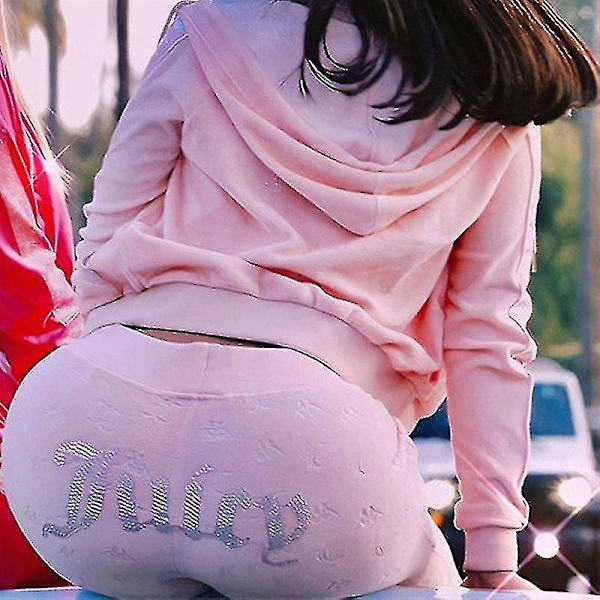 Dam sammet Juicy Träningsoverall Couture Träningsoverall Tvådelad Set Couture Sweatsuits PINK Z PINK S