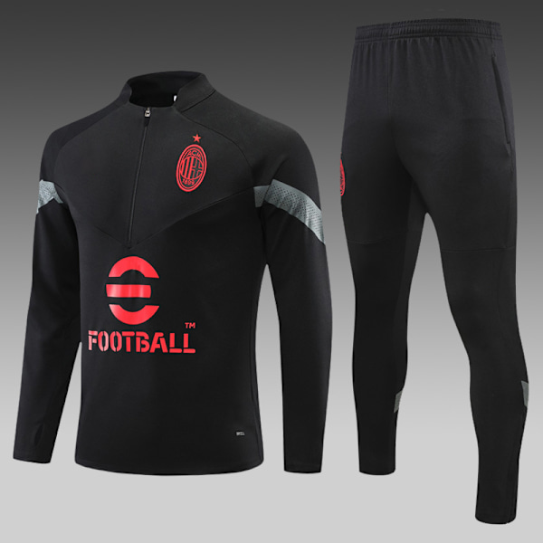 22-23 ny sæson AC Milan voksen/barn langærmet jerseytrøje sort V black 12#